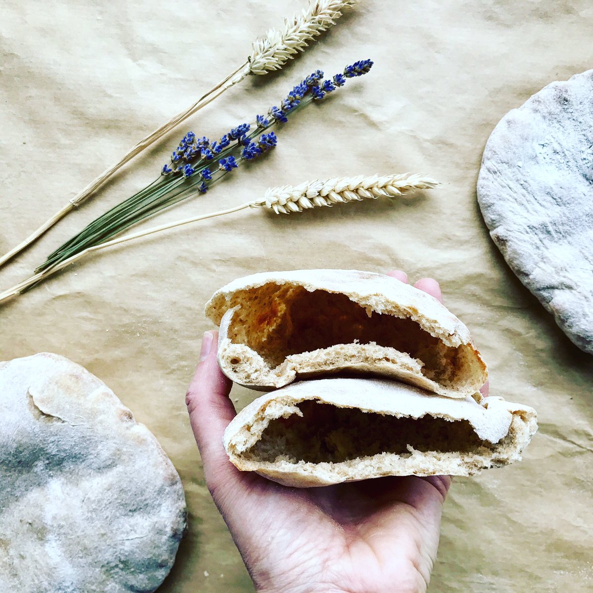 Sourdough wholewheat pita breads, ready for their #Persiana feast! Loving the look of those pockets 🤗<a href="/SabrinaGhayour/">Sabrina Ghayour-Lynn</a>