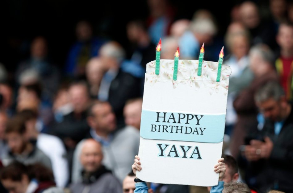 Manchester City fans making sure they wish Yaya Toure a very happy birthday 