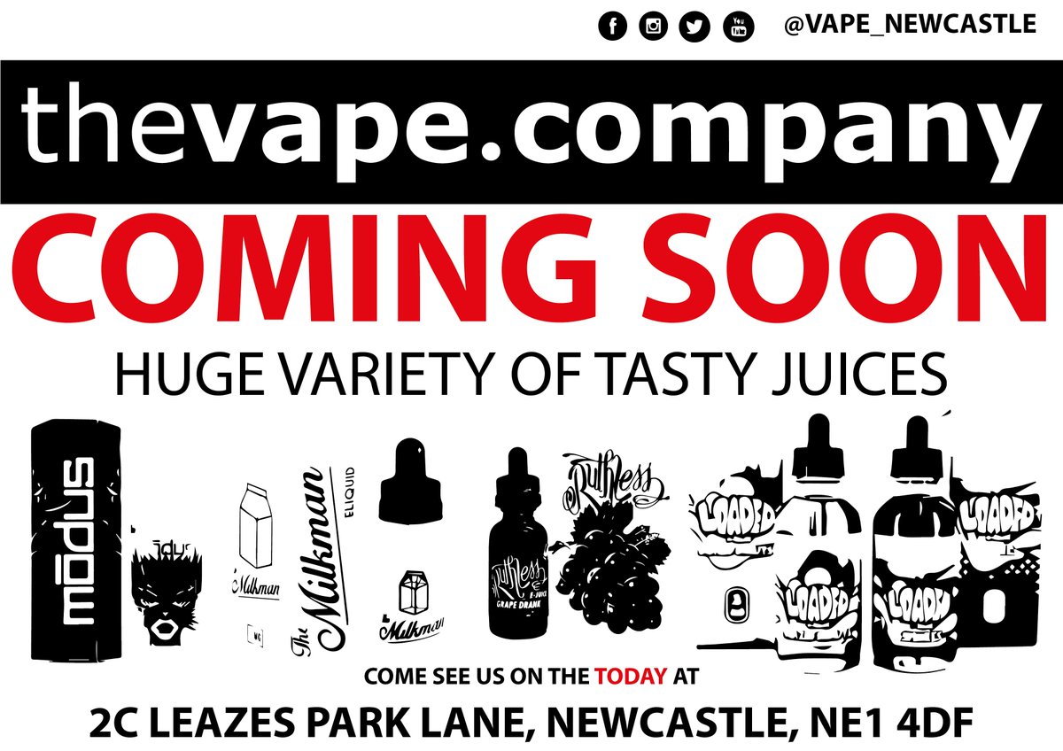 We are officially counting down the days until we open! Please retweet and let all those #vapers know we are here! 20% off first buy! #vape