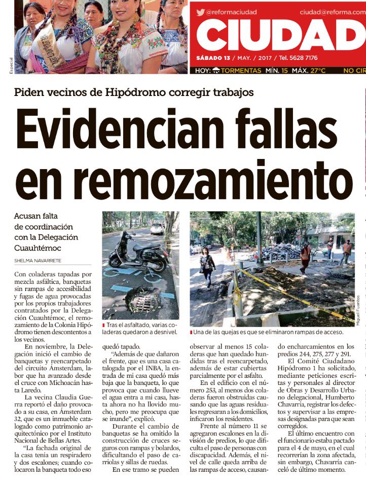 + Faltan banquetas/rampas, s/ baños p trabajadores, desorden n actividades, calles cdas sin avance, no van trabajos conforme a plan x etapas
