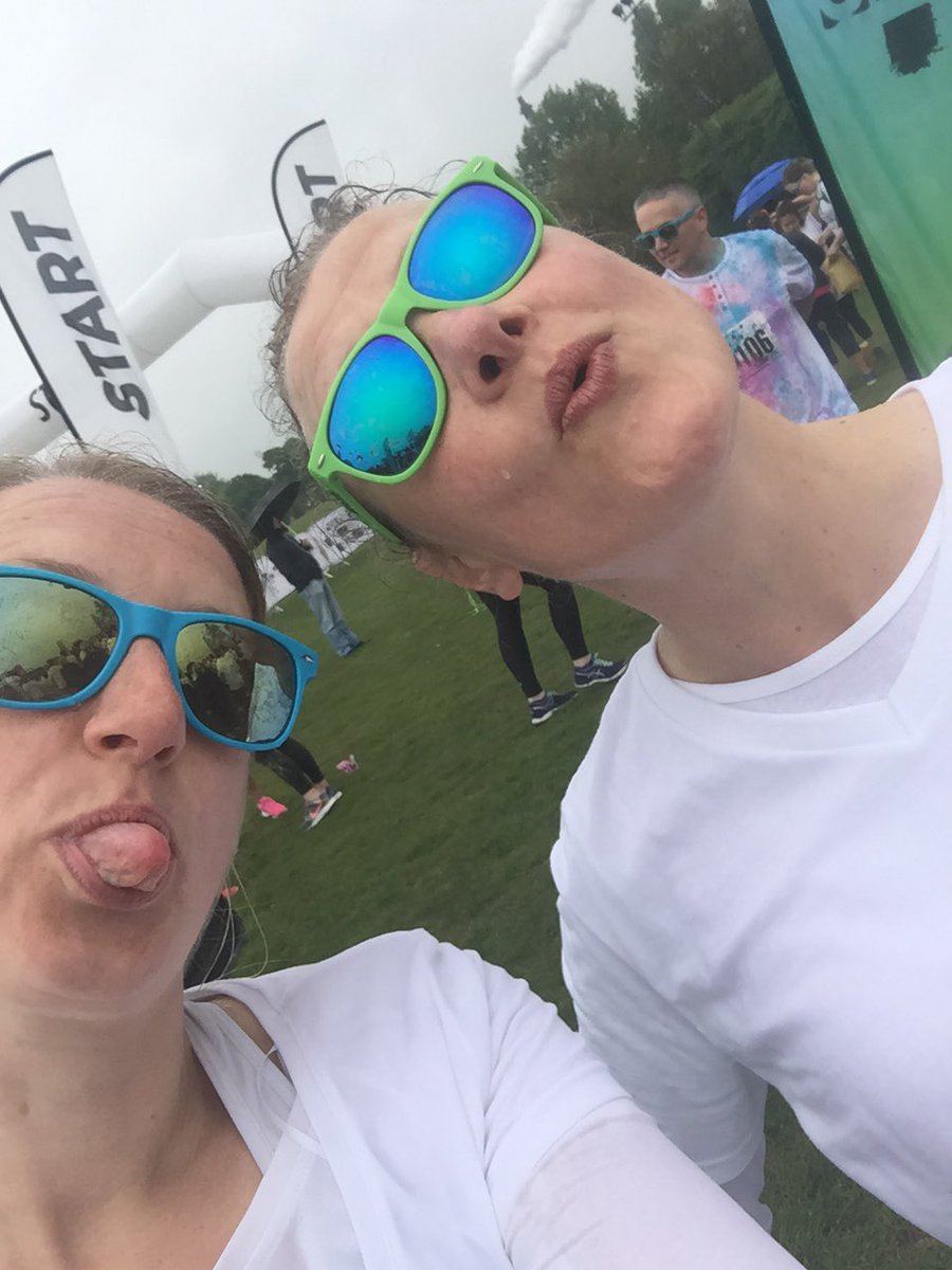 countryhostess's tweet photo. His morning's antics 😂😂 5k fun run 🌈☔️ #colourmerad #glasgow https://t.co/2REQ0dywN0
