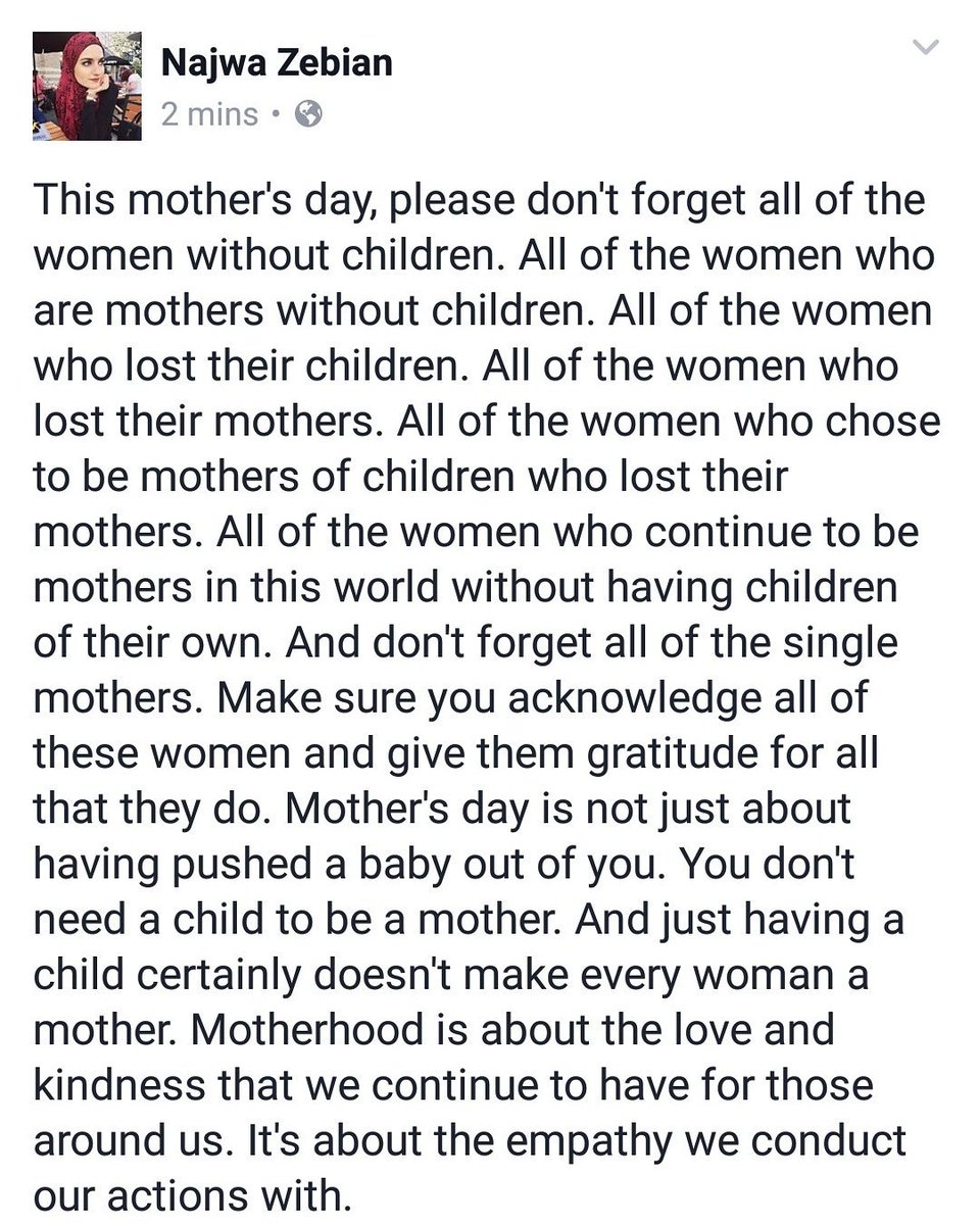 najwazebian's tweet photo. This mother's day, please don't forget all of the women without children. 

#MothersDay2017 https://t.co/VzsZJSnFtA
