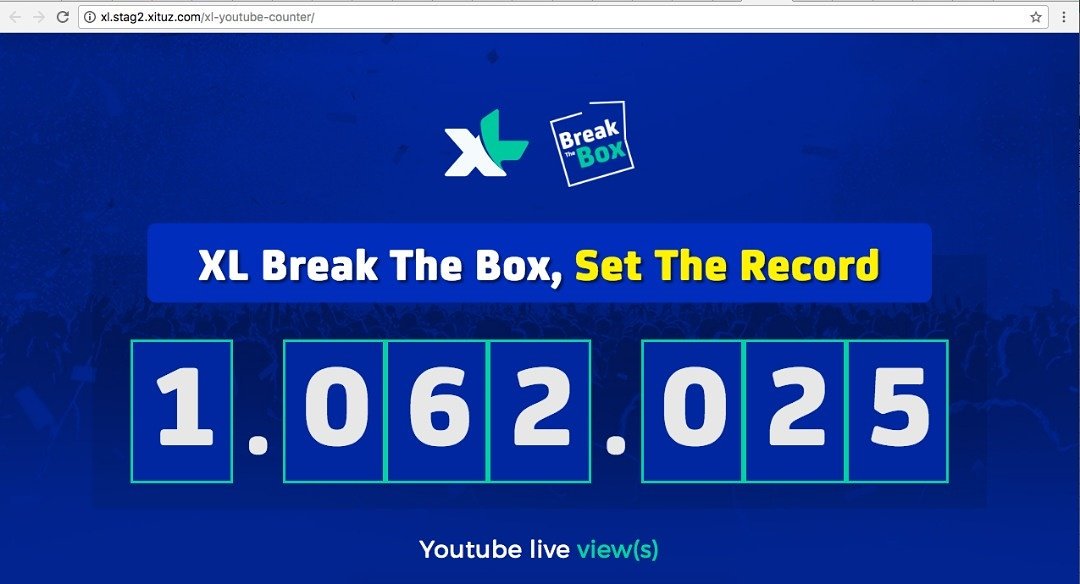 syaifuddin1969's tweet photo. Congrats XL yang berhasil membukukan rekor live streaming youtube dalam waktu satu jaman mencapai lebih dari sejuta viewers #XLBreakTheBox https://t.co/zvwypy9ZVH
