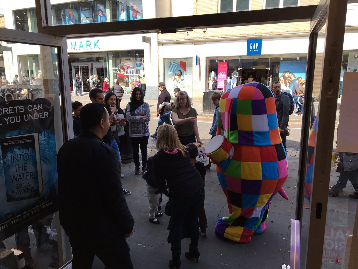 Watfordstones's tweet photo. #Elmer is drawing a crowd! #WatfordWeekender https://t.co/Of5Q5L9ZeR