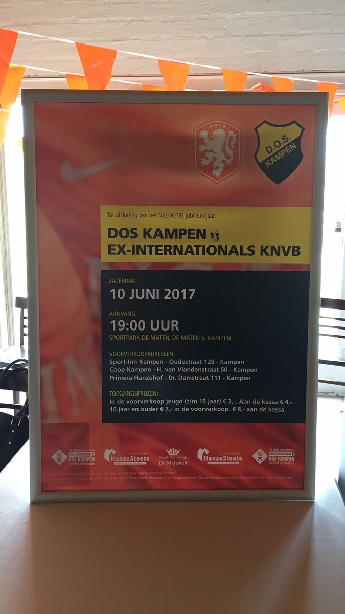 Koop nu je kaartjes voor 10 juni DOS Kampen - oud internationals