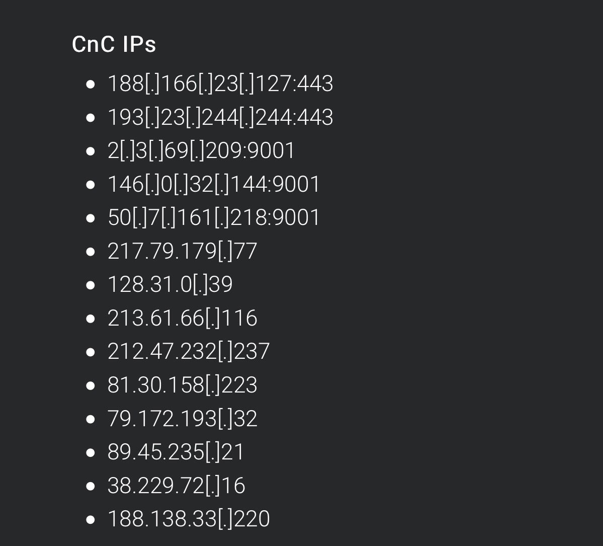 cyberksecurity's tweet image. #Wannacry bu IP&apos;lerin engellenmesi tavsiye ediliyor.