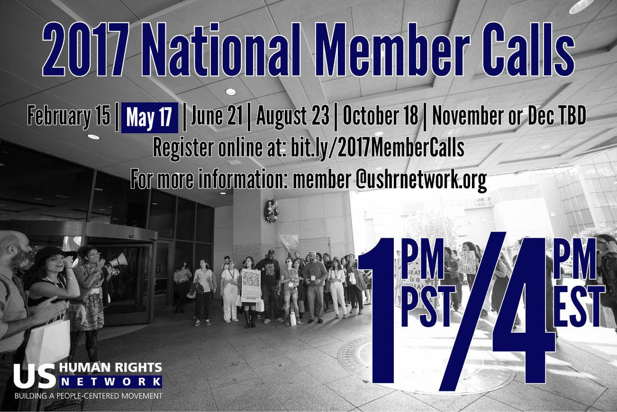 USHRN's tweet photo. Join us next Wednesday (May 17) for our National Member Call at 1pm PST / 4pm EST https://t.co/tRejchSxUR #HumanRights #USHRN https://t.co/34Flu2hnng