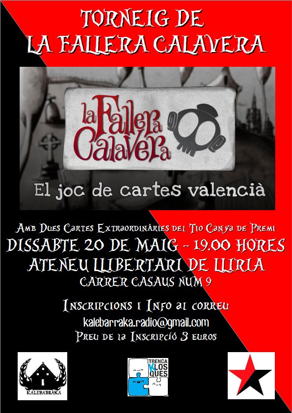 Enacara hi queden places, aputeu-vos a kalebarraka.radio@gmail.com
Qui no sàpiga jugar que s'anime que nosaltres li ensenyem, és molt fàcil!