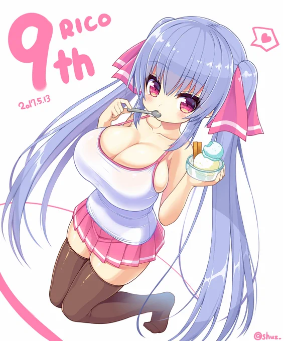 看板娘「りこ」を描いてから今日で9年目でした、ギリギリ間に合ったー 