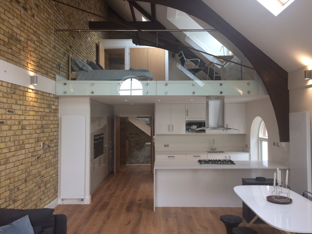 We showed a client one of four quirky three bed houses in a church conversion in Nunhead South London which are all exquisitely finished.