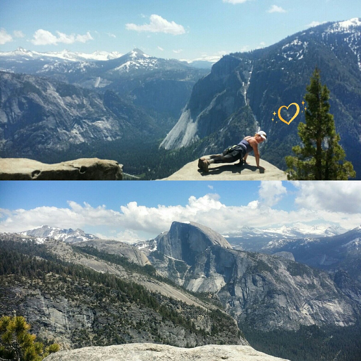 stephburkeart's tweet photo. THNX to @MyPeakChallenge @SamHeughan for intro. me to ♡ of hiking!  20 mi. 7k elev. In Yosemite gets you to perf. place to plank/take pic! https://t.co/ogzJyPUS0Y