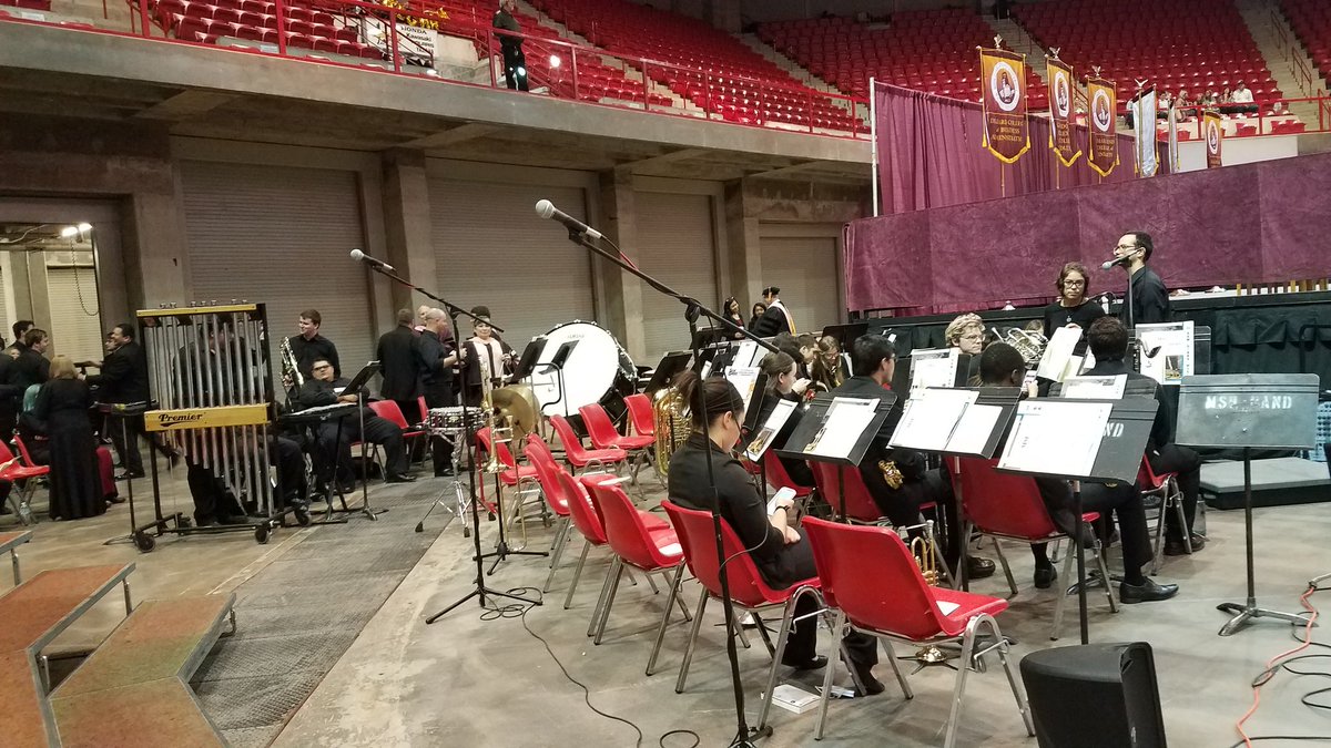 MSUTexas's tweet photo. The band is prepping for commencement. #MustangGrad 🎶 https://t.co/Ue8i7Bhkgc
