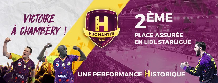 HBCNantes's tweet photo. Avec cette victoire, le "H" valide officiellement la seconde place de @LidlStarligue ... cela mérite un max de RT ! #bravo #cenestpasfini https://t.co/20zYzF0u0D