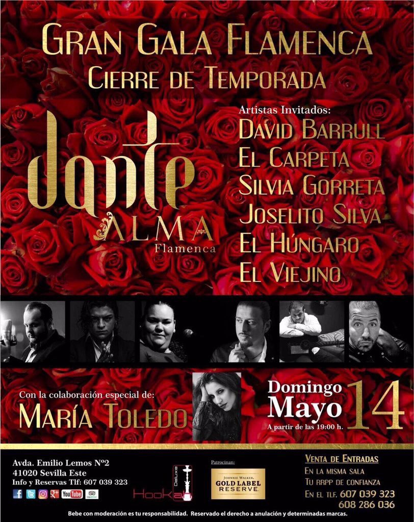 El próximo 14 de Mayo nuestra <a href="/MariaToledoMT/">MARÍA TOLEDO</a> estará como artista invitada en la Gran Gala Flamenca "Dante Alma Flamenca"