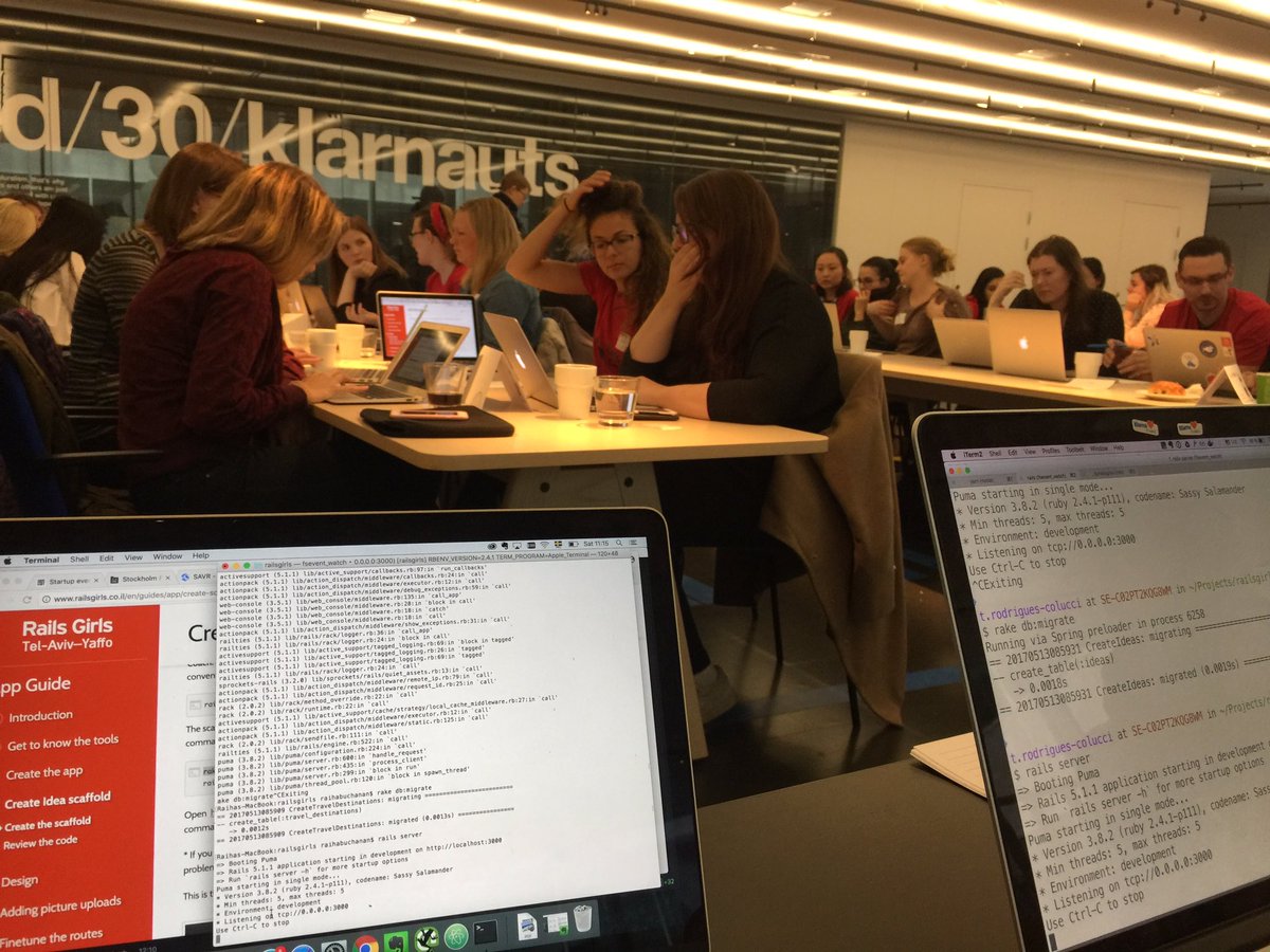 Awesome day at #railsgirlsstockholm at <a href="/Klarna/">Klarna</a>. Fantastic to learn something new (and fun!). 🤓