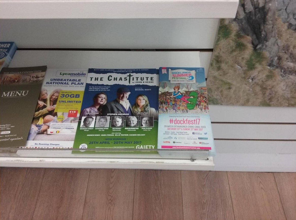 DocklandsFest's tweet photo. Spotted. #dockfest17 leaflet spotted everywhere around Dublin. Big thanks to all the tourist information centres. https://t.co/OzMycxqGKY