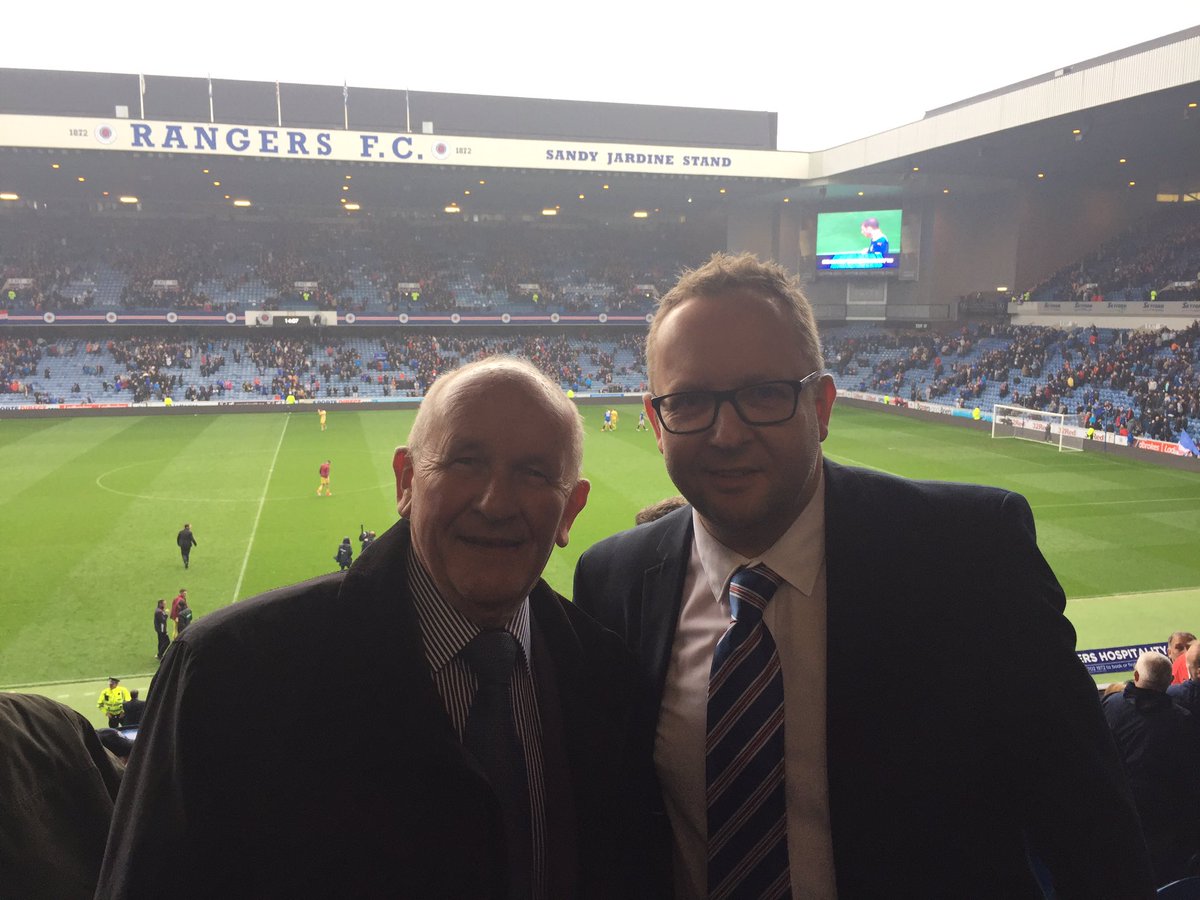 Rossco76's tweet image. Directors Box at Ibrox with the old man.... wonderful hospitality from the club and a one in a lifetime experience! 🔴⚪️🔵