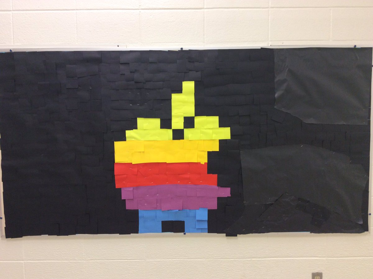BrookwoodArt's tweet photo. @theSMSD #artmattersSMSD #Brookwoodpride Round 3 6th grade post it art. Love the Stitch https://t.co/e7dg5q71eg