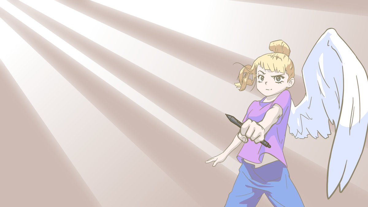 Seeemless's tweet image. One-winged animoo girl inviting any animator who is interested in a Daicon 4-esque collab to contact @AtelierGokujou!
also #cutiesaturday