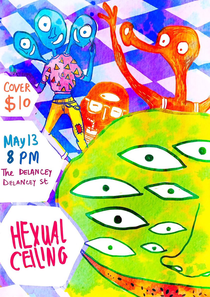 HexualCeiling's tweet photo. TONIGHT! We're on at @TheDelancey at 8pm ($10 cover). #nyc #les https://t.co/1EBbfDTwWt