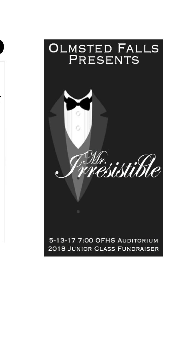 ofhsbulldogs's tweet image. Join us TONIGHT for Mr. Irresistible at 7:00 p.m. All proceeds go to the Class of 2018.