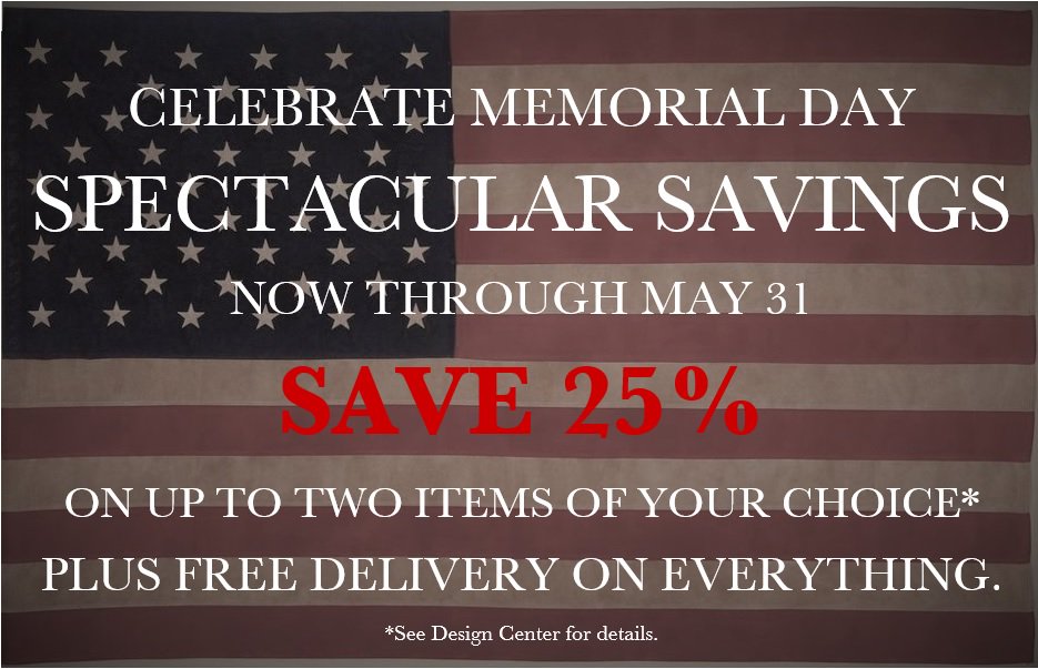 EthanAllenATX's tweet photo. Don't miss the chance to save 25% on up to two items of your choice, plus free delivery and set up. Now through May 31! https://t.co/HjVKJM5WOT