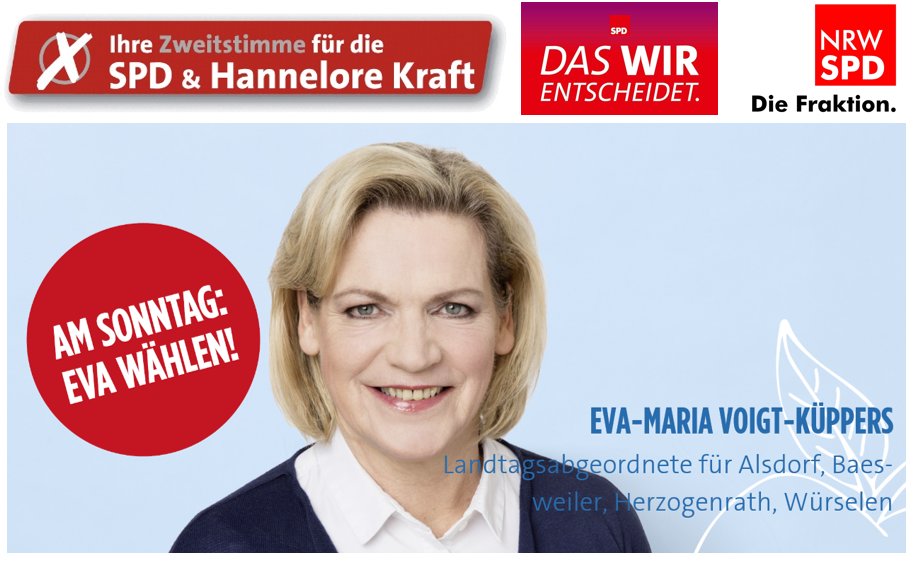 spd_bardenberg's tweet photo. Eva-Maria Voigt-Küppers wählen. https://t.co/04h47twOm9 #NRWIR #Alsdorf #Merkstein #Herzogenrath #Baesweiler #Setterich #Würselen #NRW https://t.co/gG04Ly1bAL