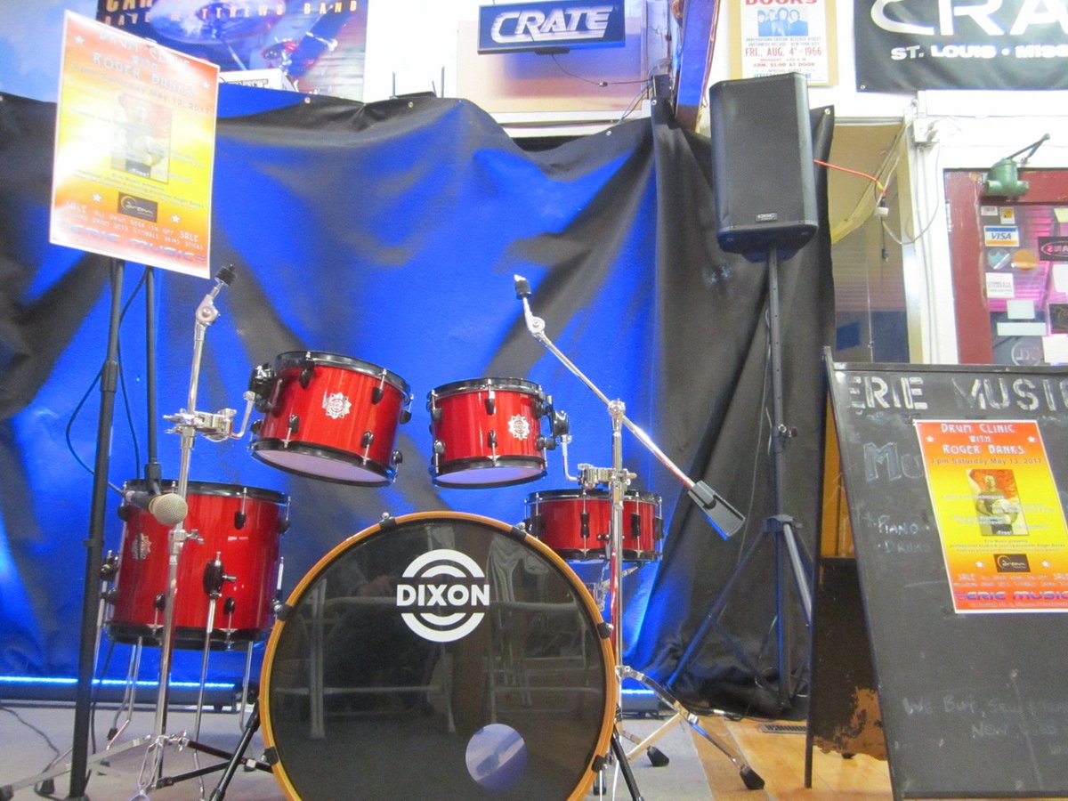 Today! Drum Clinic with Roger Banks at <a href="/ErieMusic/">Erie Music</a> 3pm Come in and be amazed as Roger performs, gives tips &amp; tricks. Plus Sale &amp; Giveaways!