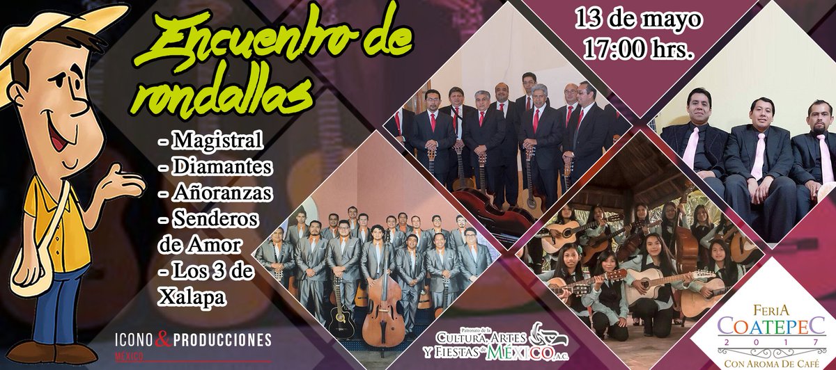 feriadecoatepec's tweet photo. ¿Ya tienes plan para hoy? No te pierdas el encuentro de #rondallas en la #FeriaDeCoatepec2017! #ConAromaDeCafé https://t.co/3A2Z5b4TZW