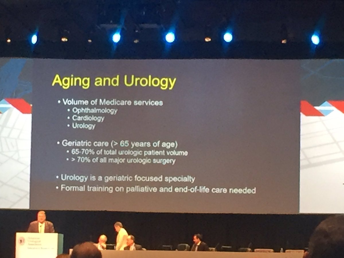 <a href="/GeroUroTLG/">Tomas L. Griebling</a> presenting on end of life. #urology is a specialty of #aging-only outpaced by cards and ophtho. #AUA17