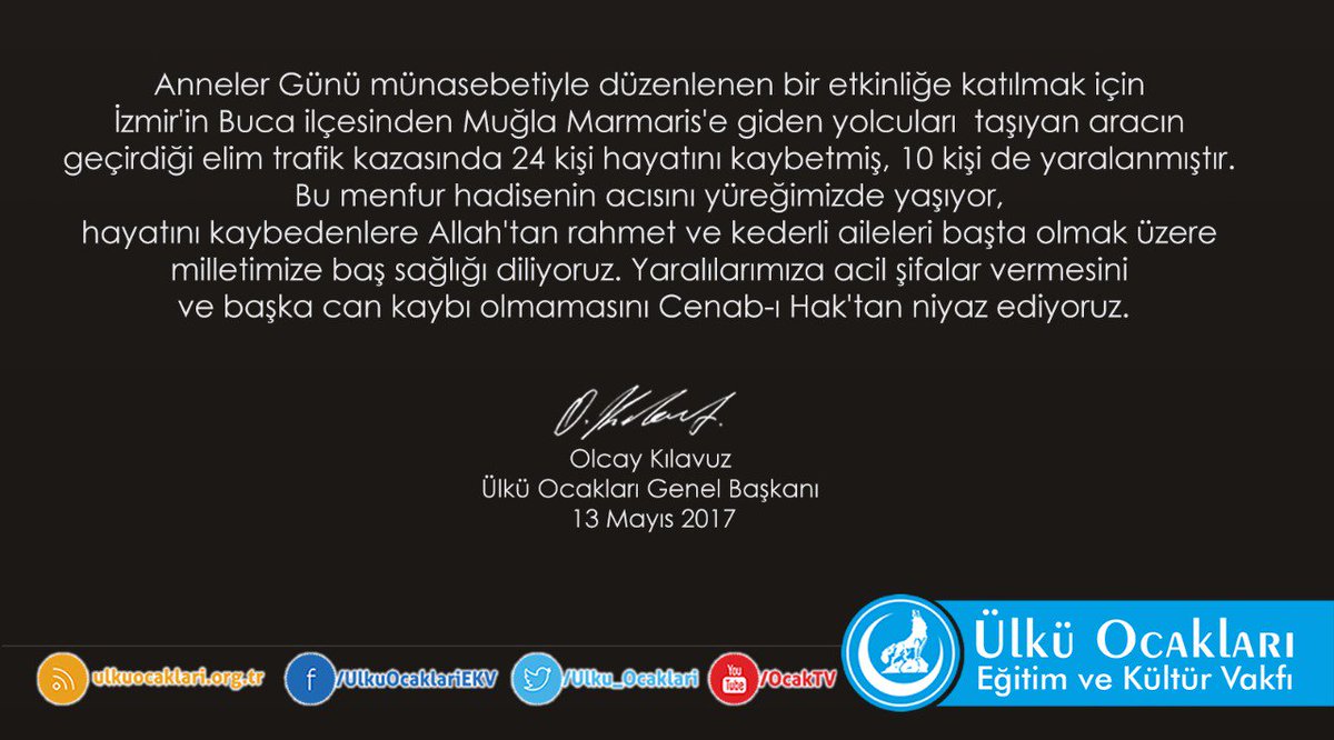 Muğla'da yaşanan elim kazada vefat eden vatandaşlarımıza Allah'tan rahmet yaralılarımıza şifalar diliyorm.Acılarını yüreğimizde hissediyoruz
