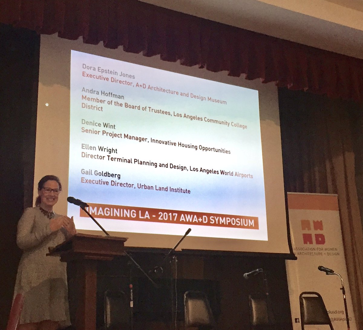 AWAplusD's tweet photo. @AplusD_LA's Dora Epstein Jones announcing today's symposium panelists #imaginingla https://t.co/opDZaESS4t