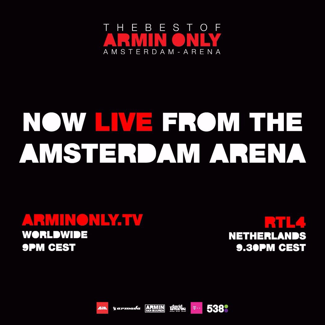 arminvanbuuren's tweet photo. We're live!! Join us: https://t.co/RSwIXtCW44 (worldwide) &amp; @RTL4 (NL) #TheBestOfAO https://t.co/kfwsELTAgA