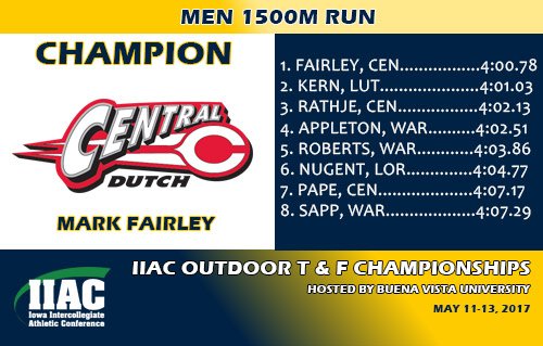 IIAC_Track's tweet photo. .@CentralDutch Mark Fairley takes gold in the men's 1,500m run. #IIACOTF17 https://t.co/tRWwT783T9