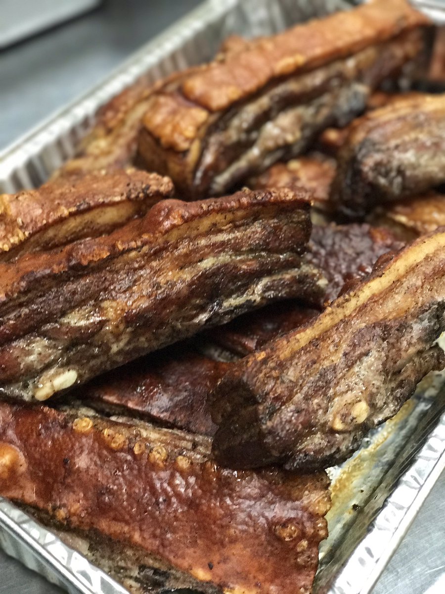 Hot and fresh straight from the oven - roasted pork belly #getsome #interasian #nashville #foodie #asianbbq #roastedpork
