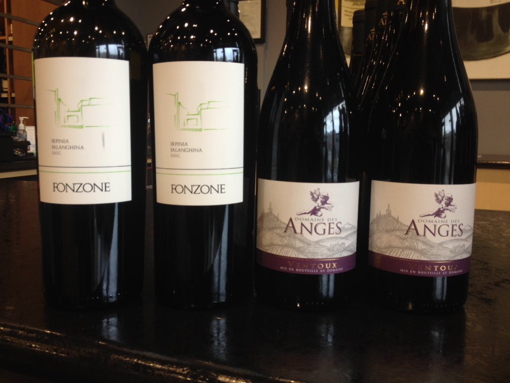 Tasting at <a href="/HicksFineWines/">Hicks Fine Wines</a> today until 5pm. Falanghina from <a href="/vinofonzone/">Fonzone_winery</a> &amp; Rouge from <a href="/DomaineDesAnges/">Domaine des Anges</a> - 3 words - dark chocolate raspberry