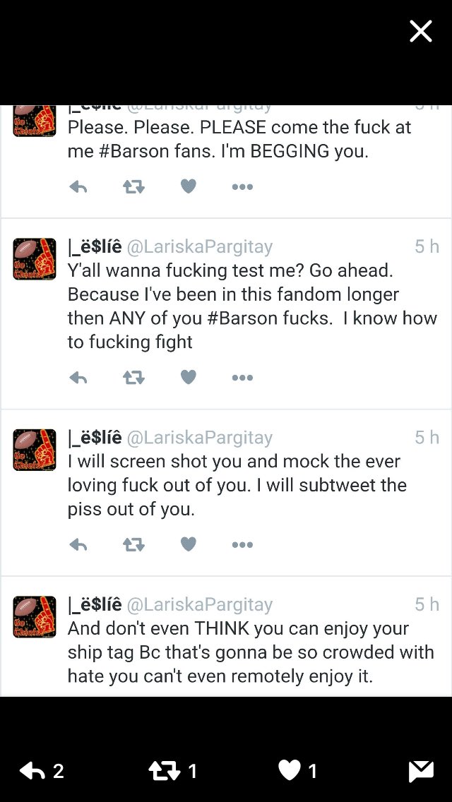 Southern__Girl's tweet image. Um this person is followed by M? Why?!? She is the pit of hell! I have never seen someone act so crazy in this fandom before! 😳 #crazya$$