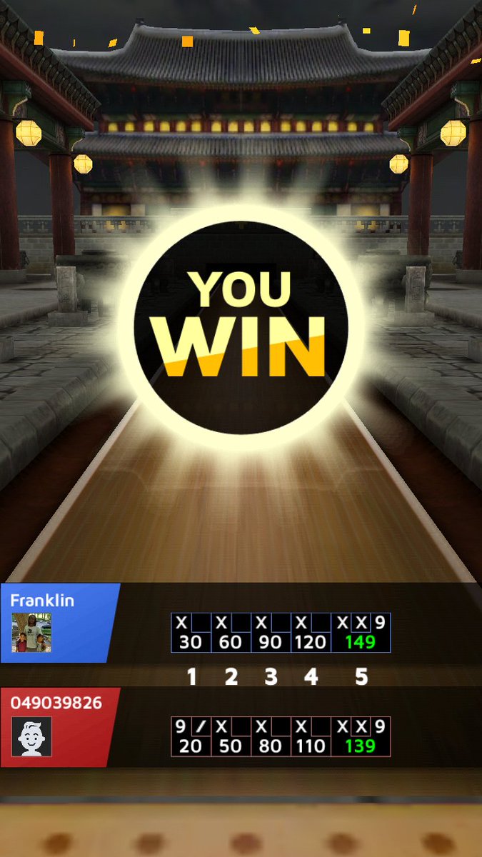 FDeonJones's tweet image. I won at Seoul stage with 149 points! Challenge me now![goo.gl/PKD66U] #Bowling_King