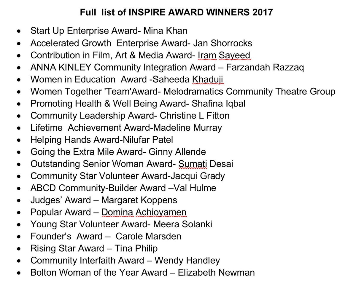 SheInsprAwrds's tweet image. #IWA2017 #Winners  @BoltonUni @boltonlive @DavidCrausby @JulieHilling @JustOneSpice @soapyskinltd @ValHulme1 @ChrissyF_BaH @gordonburnsnwt