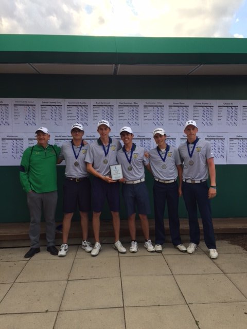 B. Golf:  Finished 2nd (31 teams) at Forest Akers in E. Lansing. Carlson &amp; Williams low scores (36 holes) &amp; Collins 10th on the East course.