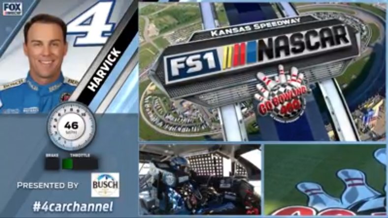 NASCARONFOX's tweet photo. Ride with @KevinHarvick for the start of tonight's race LIVE from @kansasspeedway.
#4CarChannel» https://t.co/UHNsSa9H6h
#FOXSportsGO https://t.co/oSXwtDn9Tm