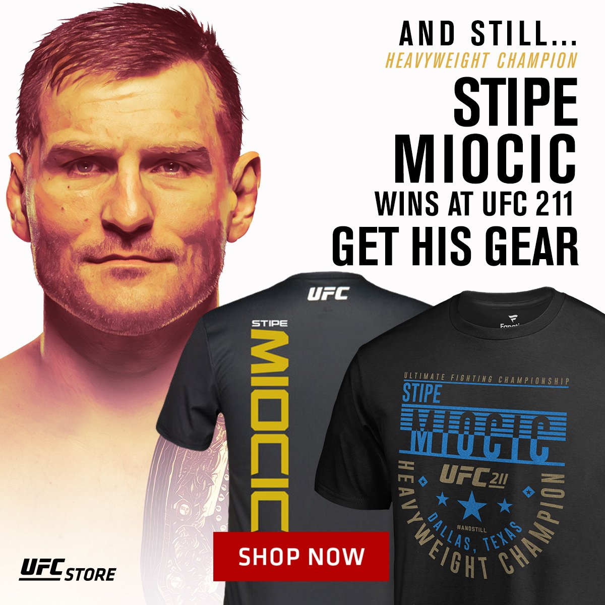 ufcstore's tweet image. BOOM!! @stipemiocicufc #AndStill @UFC Heavyweight Champion. Shop Stipe champion gear here &amp;gt;&amp;gt; bit.ly/2rew7is #UFC211