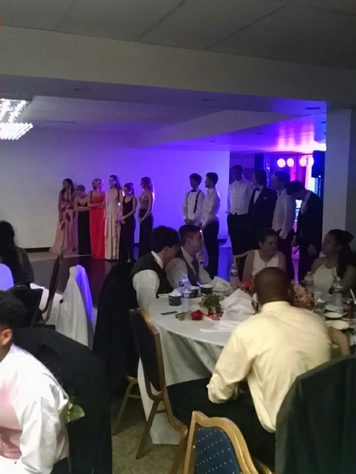 TobyGibbons1's tweet photo. The annual ritual of announcing the  Prom Court. Will Corson and Avery Salcedo, as King and Queen. https://t.co/xLp0BaZGzj