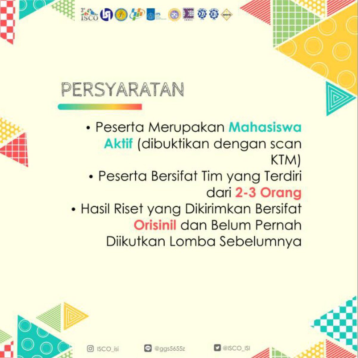 Persyaratan peserta Indonesia Research Competition #3rdISCO