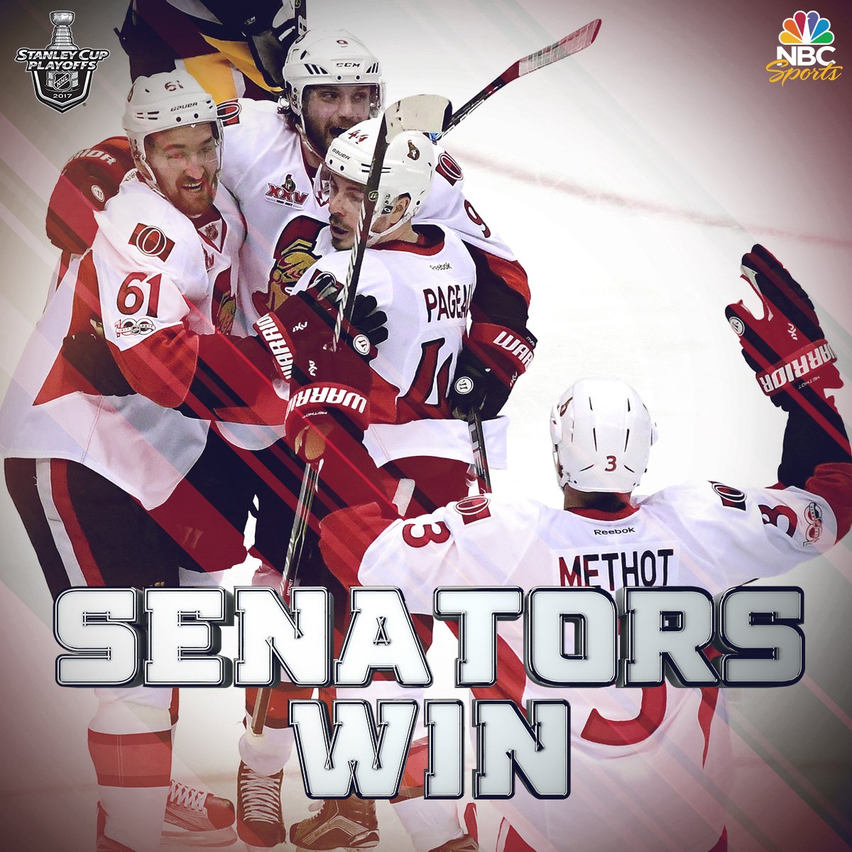 NBCSportsHockey's tweet photo. SENATORS WIN! SENATORS WIN! SENATORS WIN! https://t.co/7lzZDEiacB