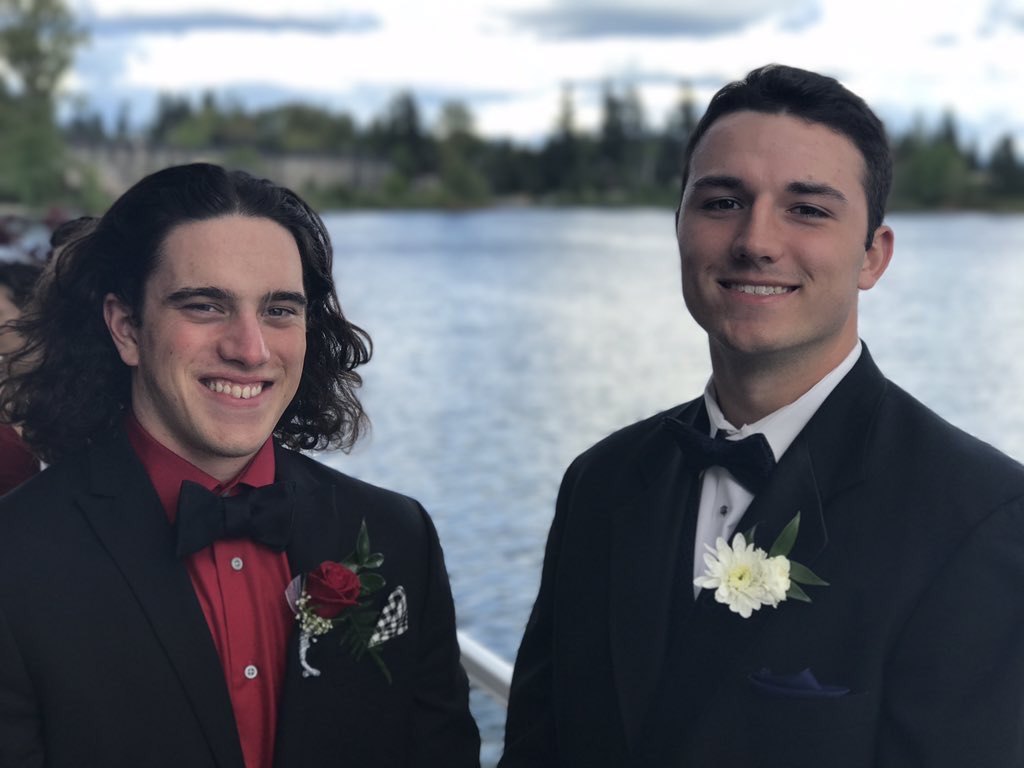 TerraceBaseball's tweet photo. Going from our game then straight to Prom and still looking this good? Not bad, @smartdan53 and @smacksfield, not bad #BestDressedInWESCO https://t.co/7tl62JSmyq