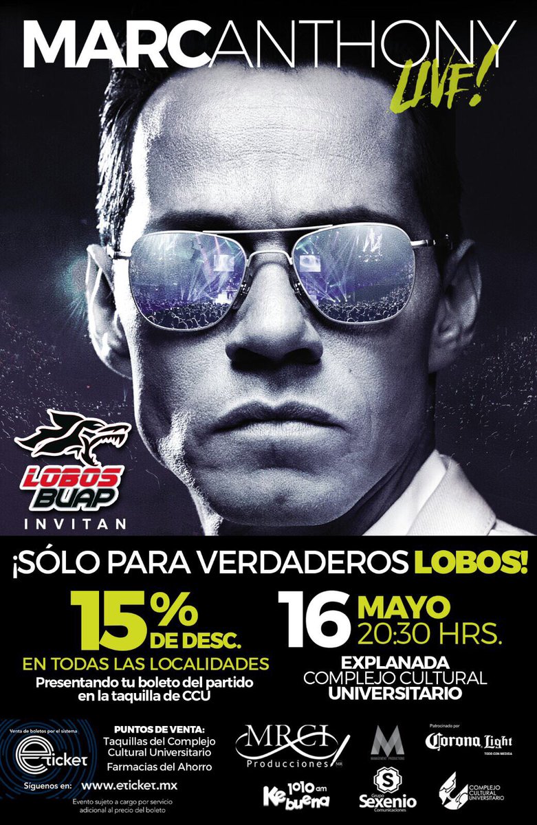 soyjuansolo's tweet photo. ¡Poblanos, todos los que fueron hoy al triunfo de los @LobosBuapMX no se pierdan el descuentazo para el concierto de Marc Anthony el martes! https://t.co/HD2IqLsZlr