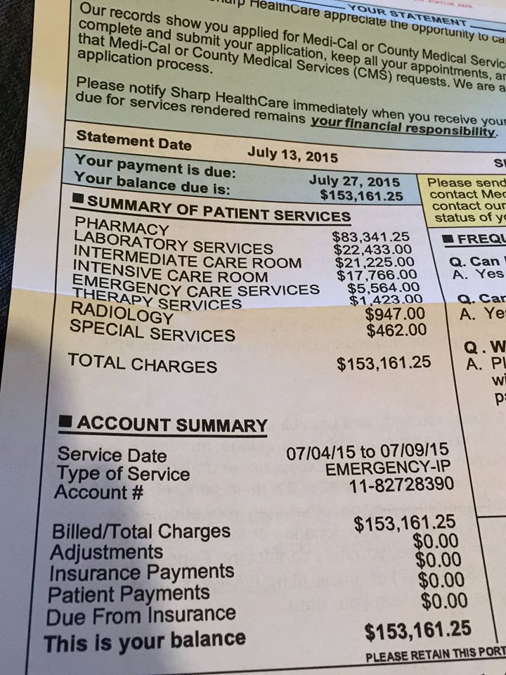 What it looks like when a rattlesnake bites an uninsured American:
