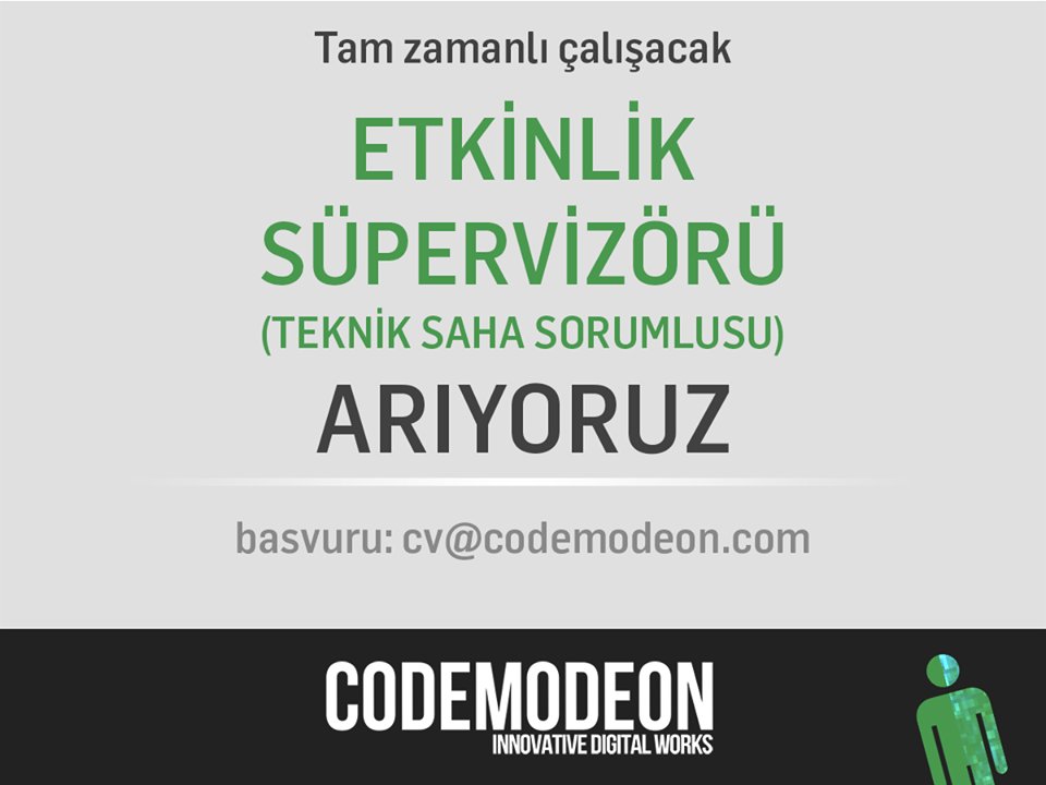 UmutKurt3's tweet image. @codemodeon Etkinlik Süpervizör'ü arıyor!
#codemodeon #oyunsektorundekariyer
mobidictum.com/is-ilanlari/co…