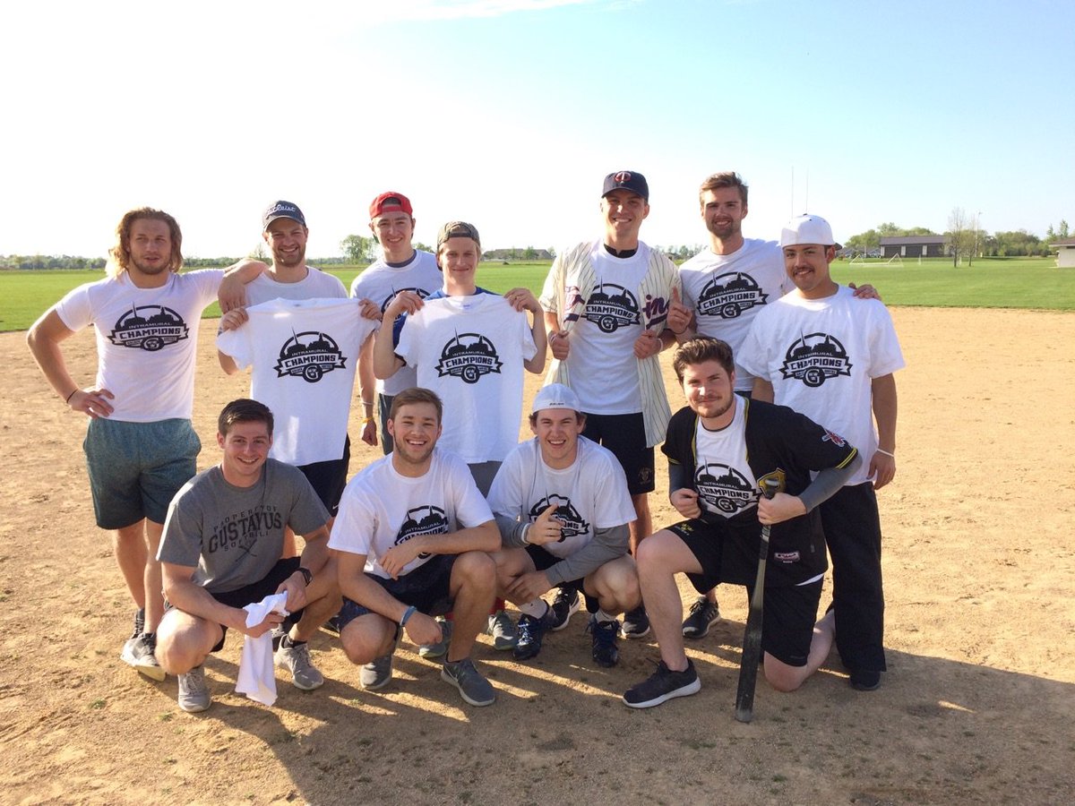 GustavusIMs's tweet photo. Congratulations to the 2017 IM softball champions Whacking Dingers. Top seed finished the season unbeaten! #becauseitstheshirt https://t.co/BWLxauJten